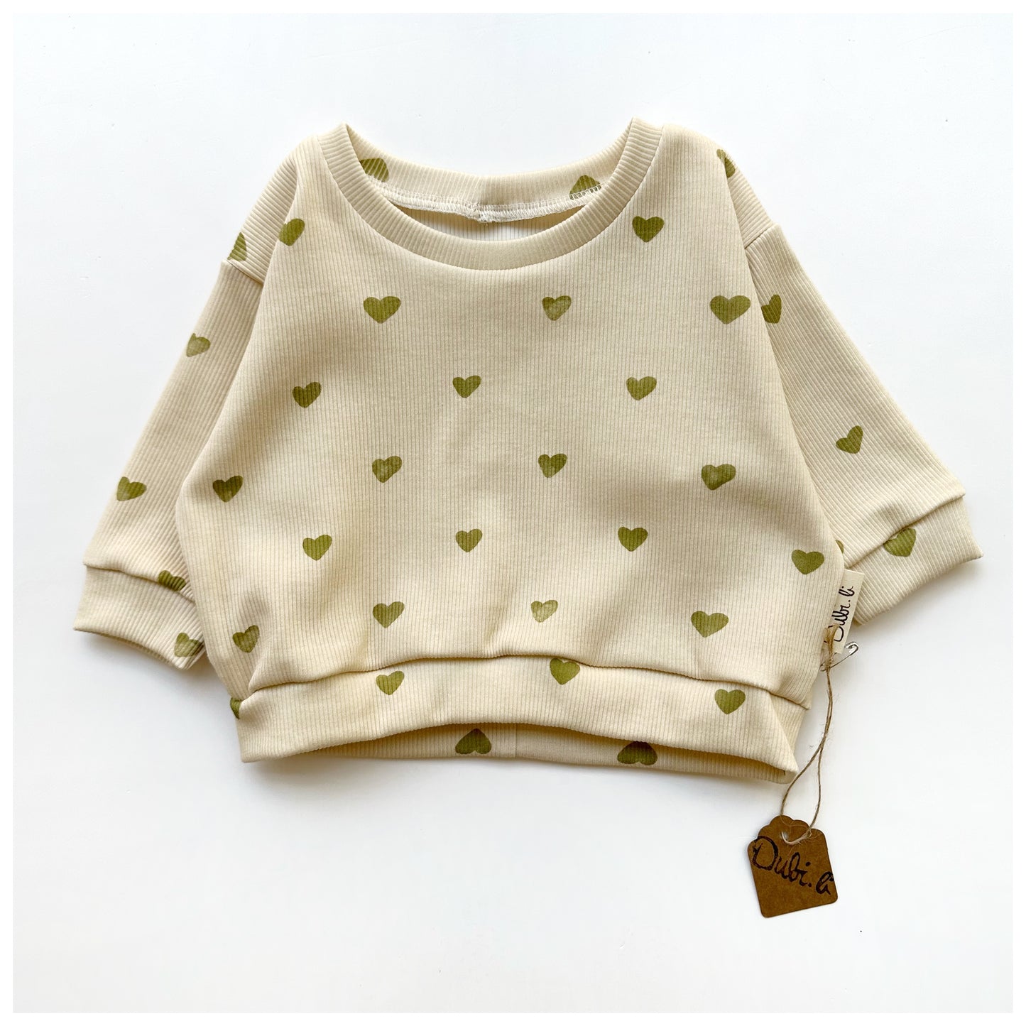 Sweater Ribjersey mit kleinen Herzchen Gr. 68 - Dubi.li