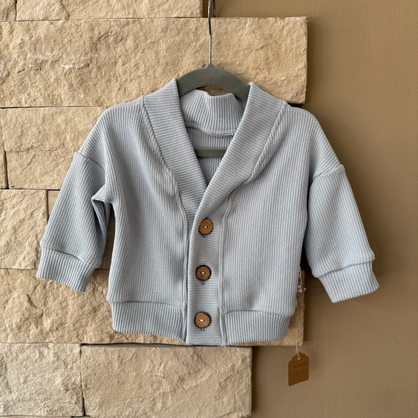 Cardigan aus Baumwollstrick "Silber Grau" Gr. 68/74