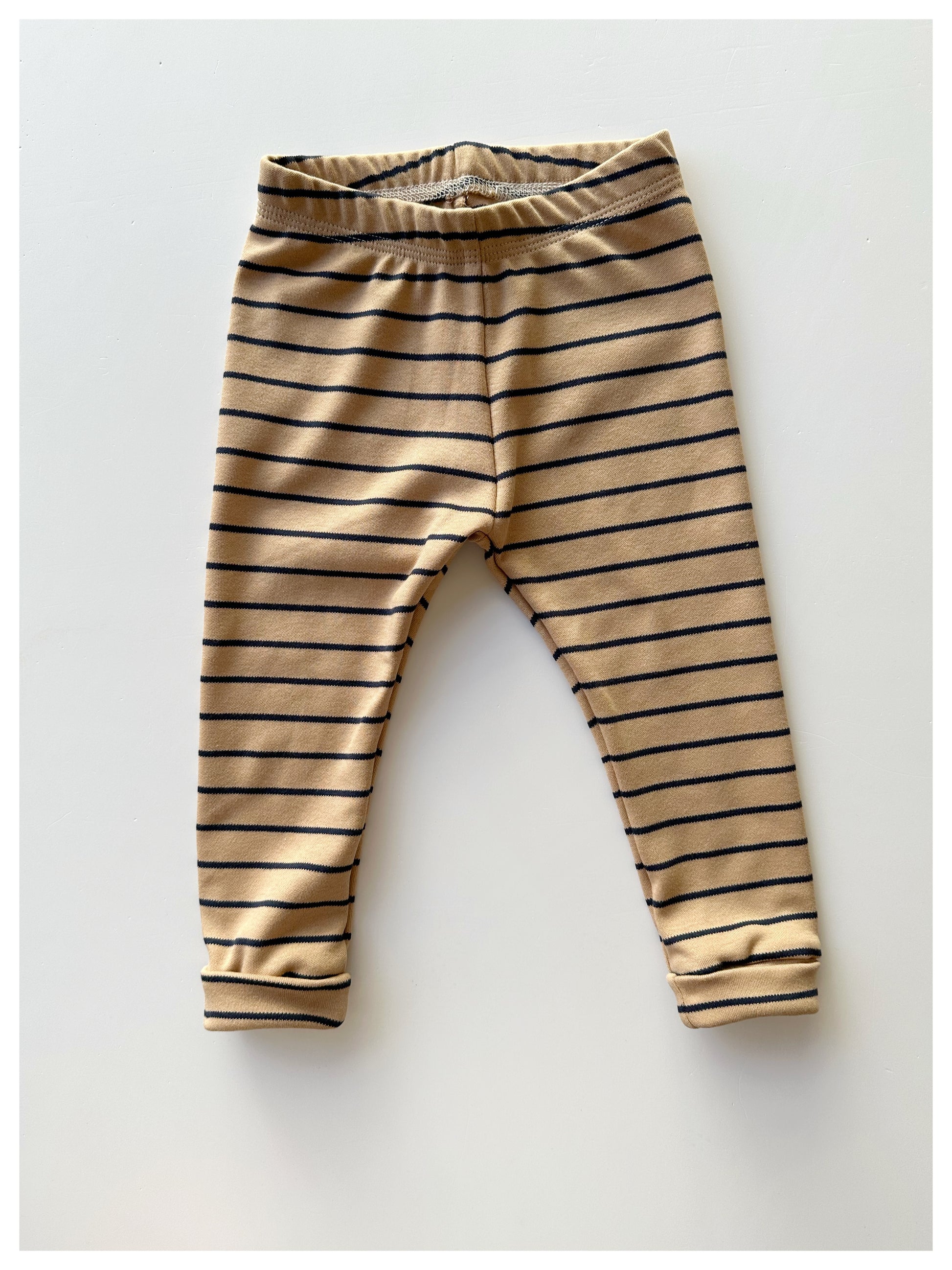 Basic Leggings Stripes "Tan/Navy" aus Bio Baumwolle - Dubi.li