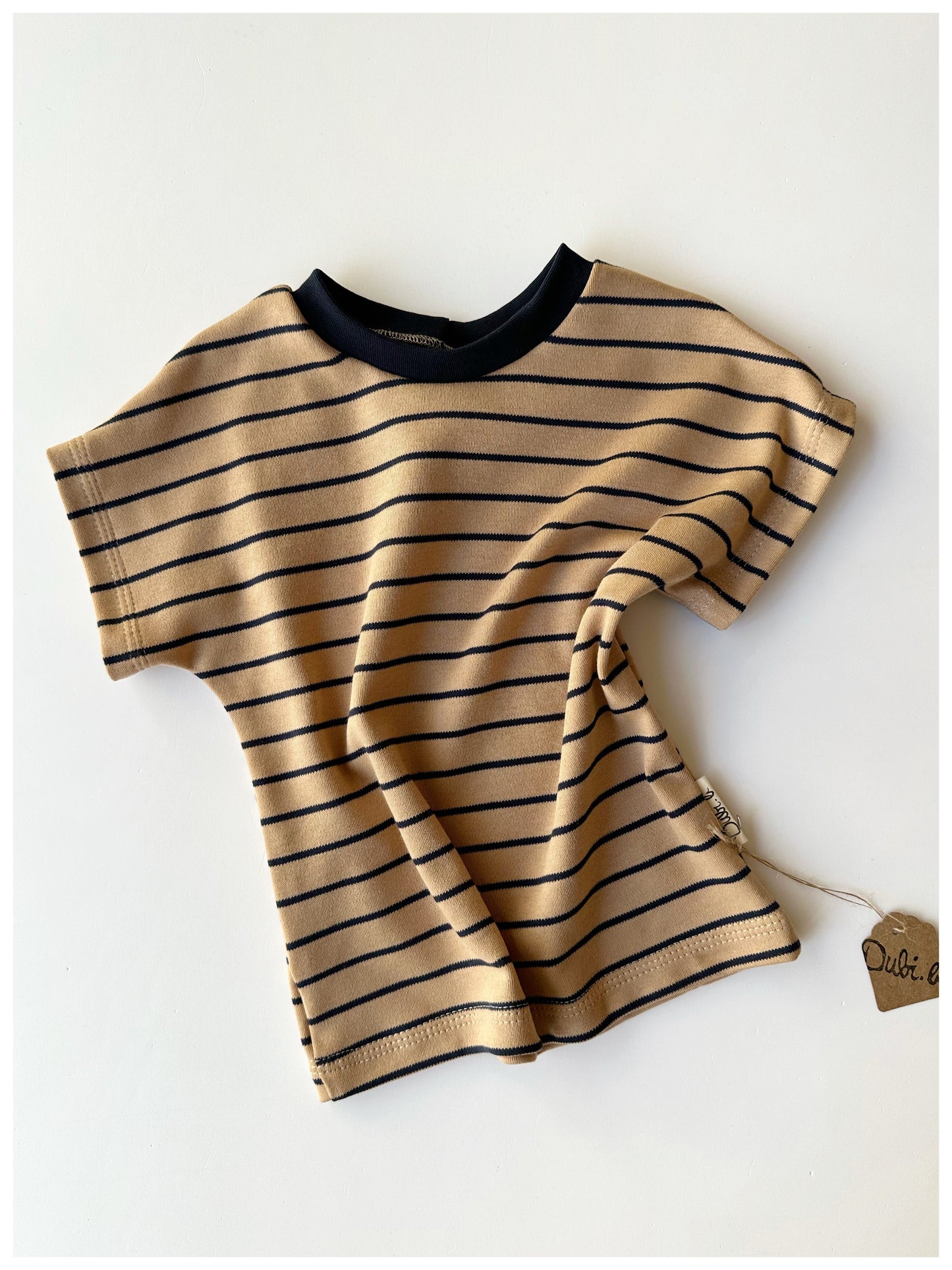 Sommershirt Stripes "Tan/Navy" aus Bio Baumwolle - Dubi.li