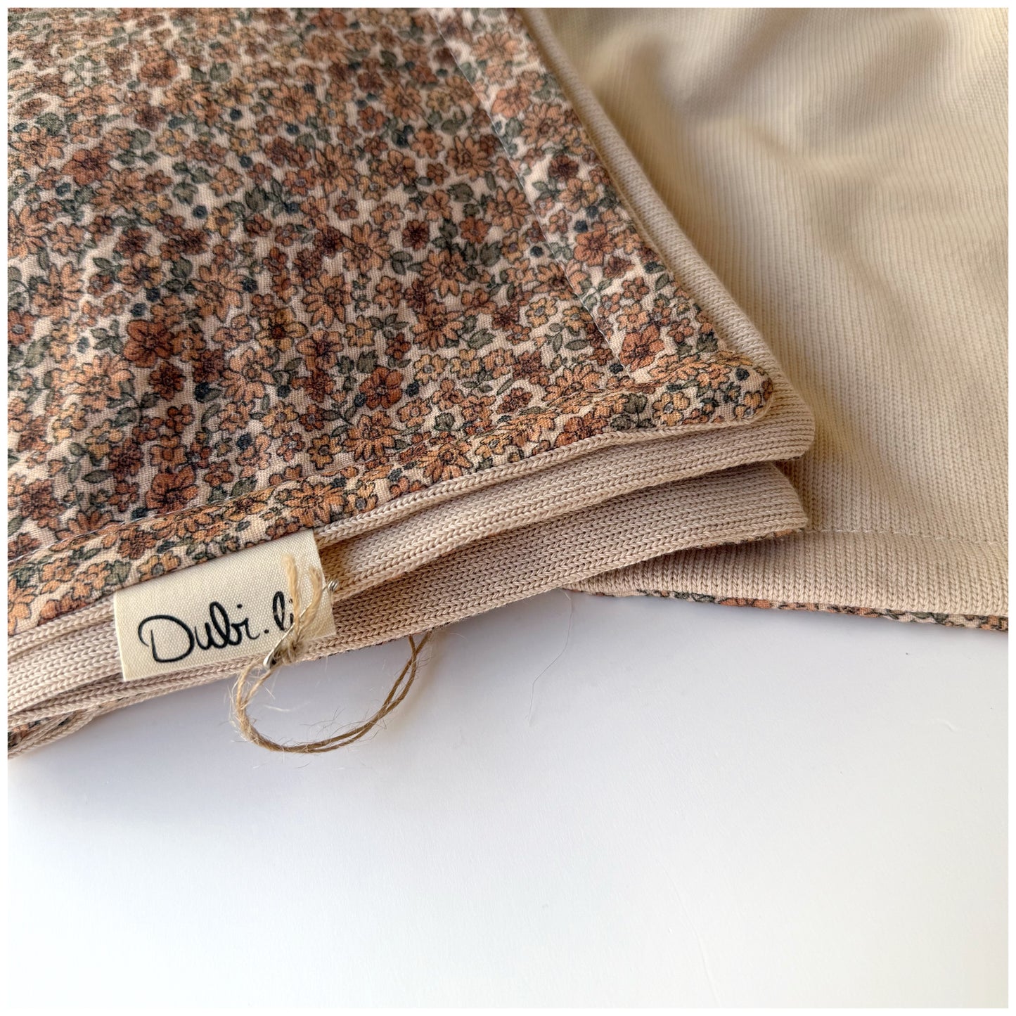 Musselin/Knit Babydecke Mini flowers brown