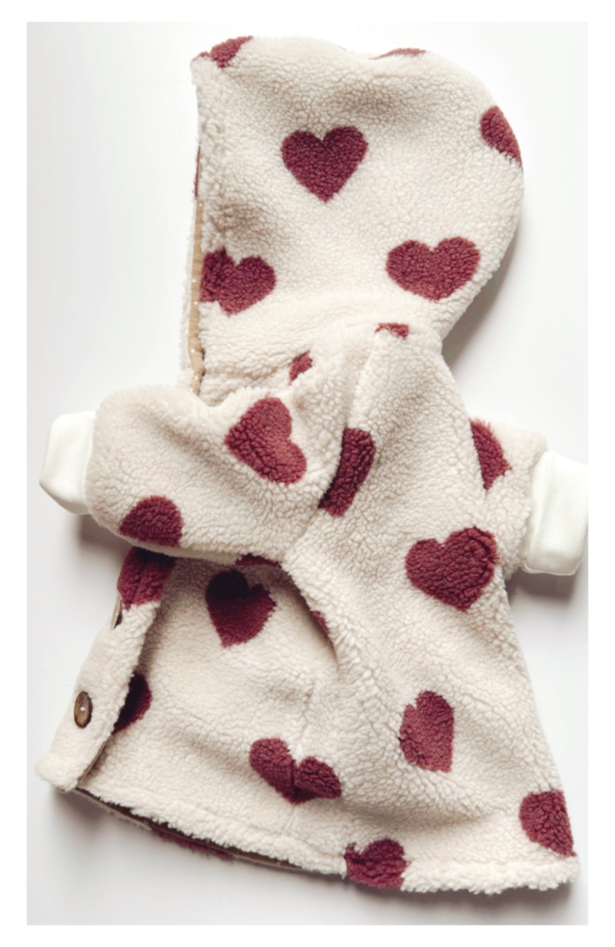 Teddyjacke Kleinkind mit Herzen, Druckknöpfe