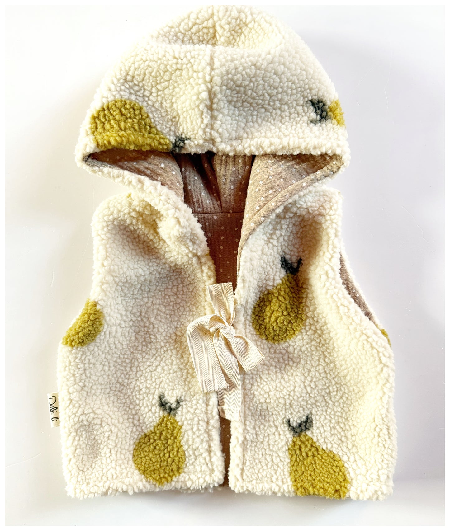 Teddyplüsch Weste für Kleinkinder mit Birnen Design, Kapuzenwesten
