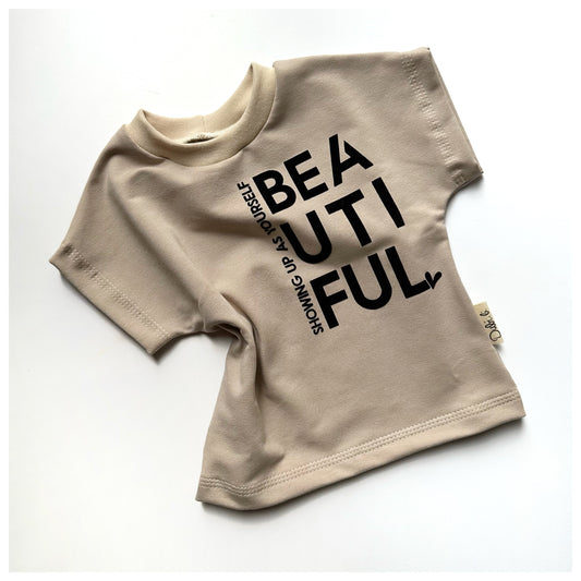 Sommershirt "Beautiful" Taupe - Dubi.li 