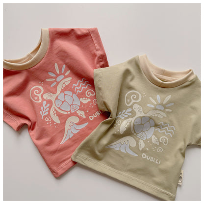 Sommershirt "At the Beach" Olivegrün - Dubi.li 