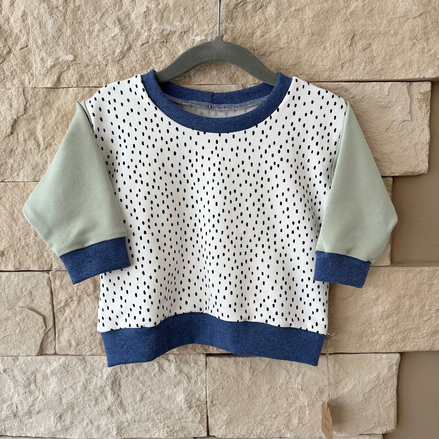 Sweater Dots Salbei/Jeans Gr.74