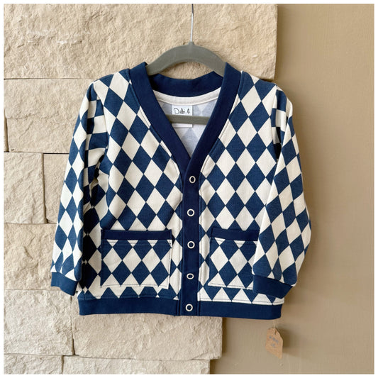 Cardigan mit Retro Karo Design "blau" Gr. 86/92