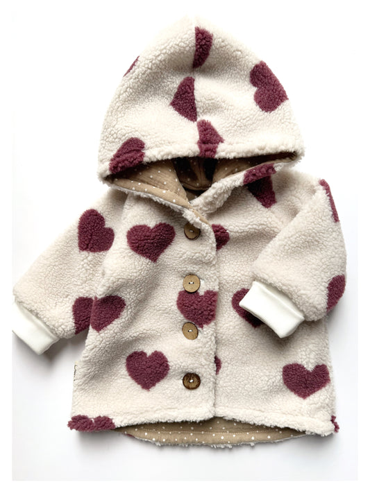 Teddyjacke Kleinkind mit Herzen, Druckknöpfe