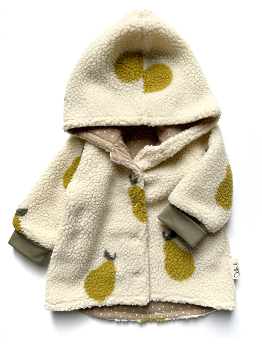 Teddyjacke Kleinkind mit Birnen, Druckknöpfe, herbstjacke, Übergangsjacke für kinder